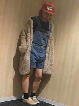 「もけもけ」｜「アイテム（オールインワン・サロペット）」を使った、KANAYOさん（レディース・166cm）の冬コーディネート