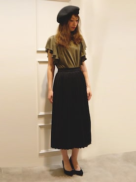 「アイテム（ハンチング/ベレー帽）」を使った、SAYOさん（レディース・160cm）の夏コーディネート