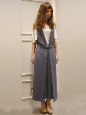 「ブルー」｜「アイテム（オールインワン・サロペット）」を使った、SAYOさん（レディース・160cm）の夏コーディネート