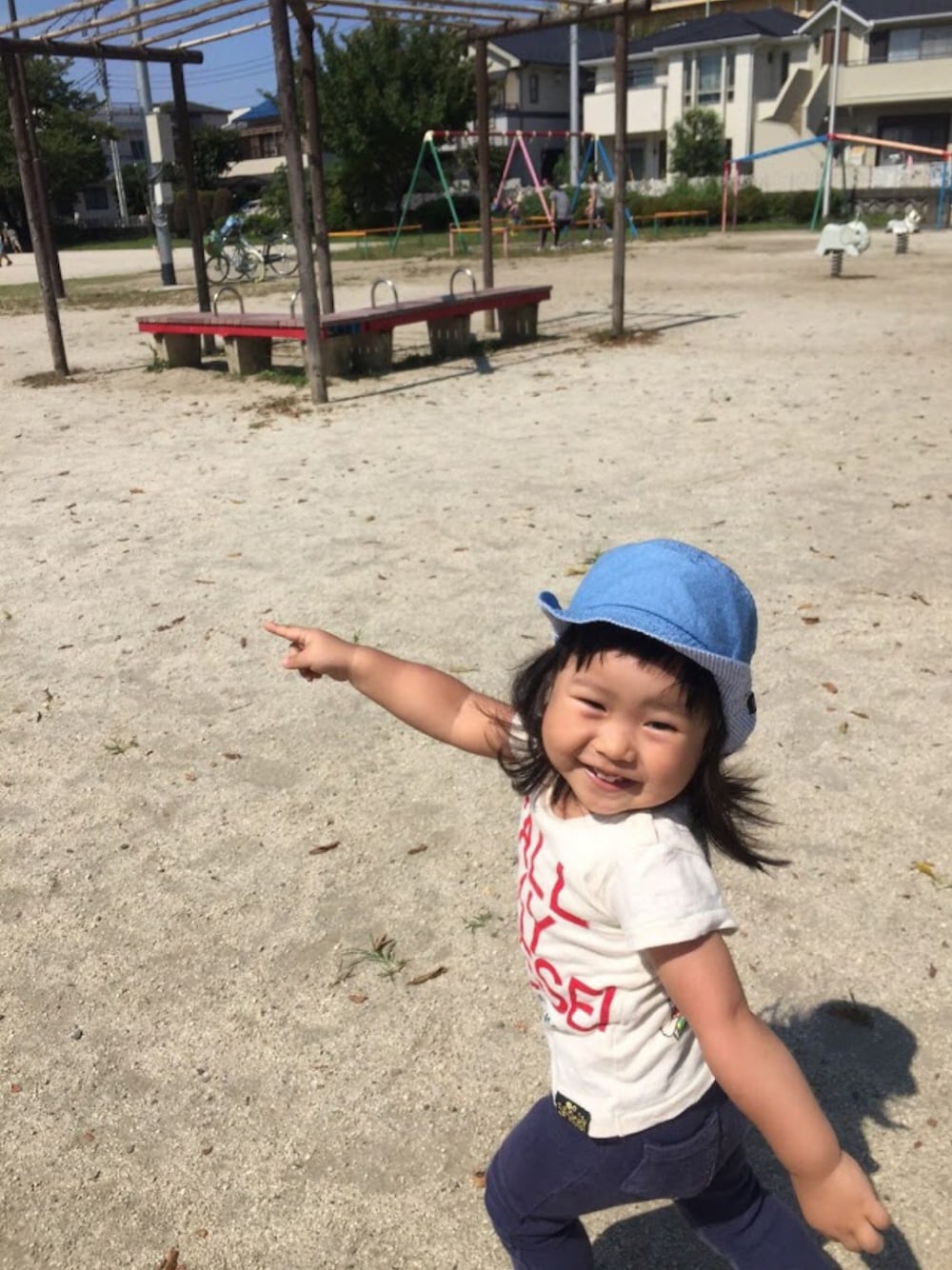 「カジュアル、ドラフトGAP、おんなのこ、SHIPS、夏コーデ、キッズコーデ」｜「SHIPSのSHIPS KIDS:ベビー ウエスタン ハット（ハット、ブルー系）」を使った、ちはるさん（キッズ・90cm）の夏コーディネートの1枚目の写真