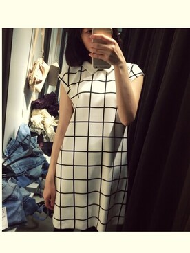 「ZARA（ザラ）のアイテム（ワンピース、ホワイト系）」を使った、Sunny酱さん（レディース・163cm）の冬コーディネート