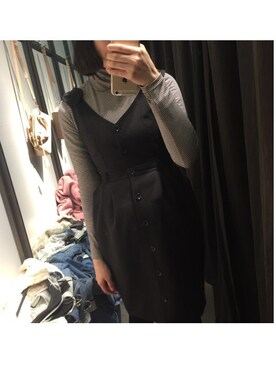 「Heather（ヘザー）のアイテム（ワンピース、ブラック系）」を使った、Sunny酱さん（レディース・163cm）の冬コーディネート