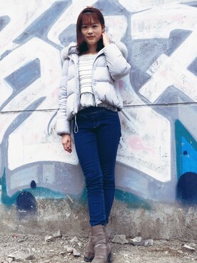 「snidel」｜「アイテム（ダウンジャケット/コート）」を使った、Sunny酱さん（レディース・163cm）の春コーディネート