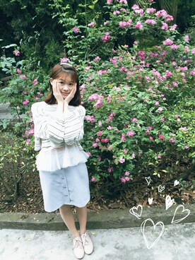 「SNIDEL（スナイデル）のアイテム（ニット/セーター、ホワイト系）」を使った、Sunny酱さん（レディース・163cm）の春コーディネート