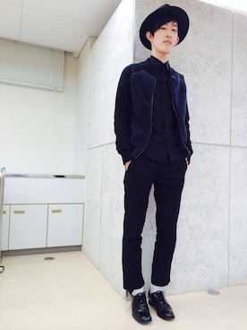「TOPMAN（トップマン）のアイテム（スラックス）」を使った、takahiro kumagawaさん（メンズ・180cm）の冬コーディネート