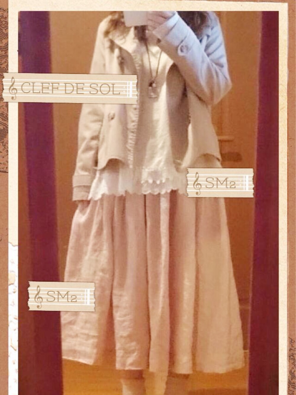 「SM2、CLEF DE SOL、ロングスカート、レース、春」｜「CLEF DE SOLのアイテム（トレンチコート、ベージュ系）」を使った、ぽちこさん（レディース・150cm）の春コーディネートの1枚目の写真