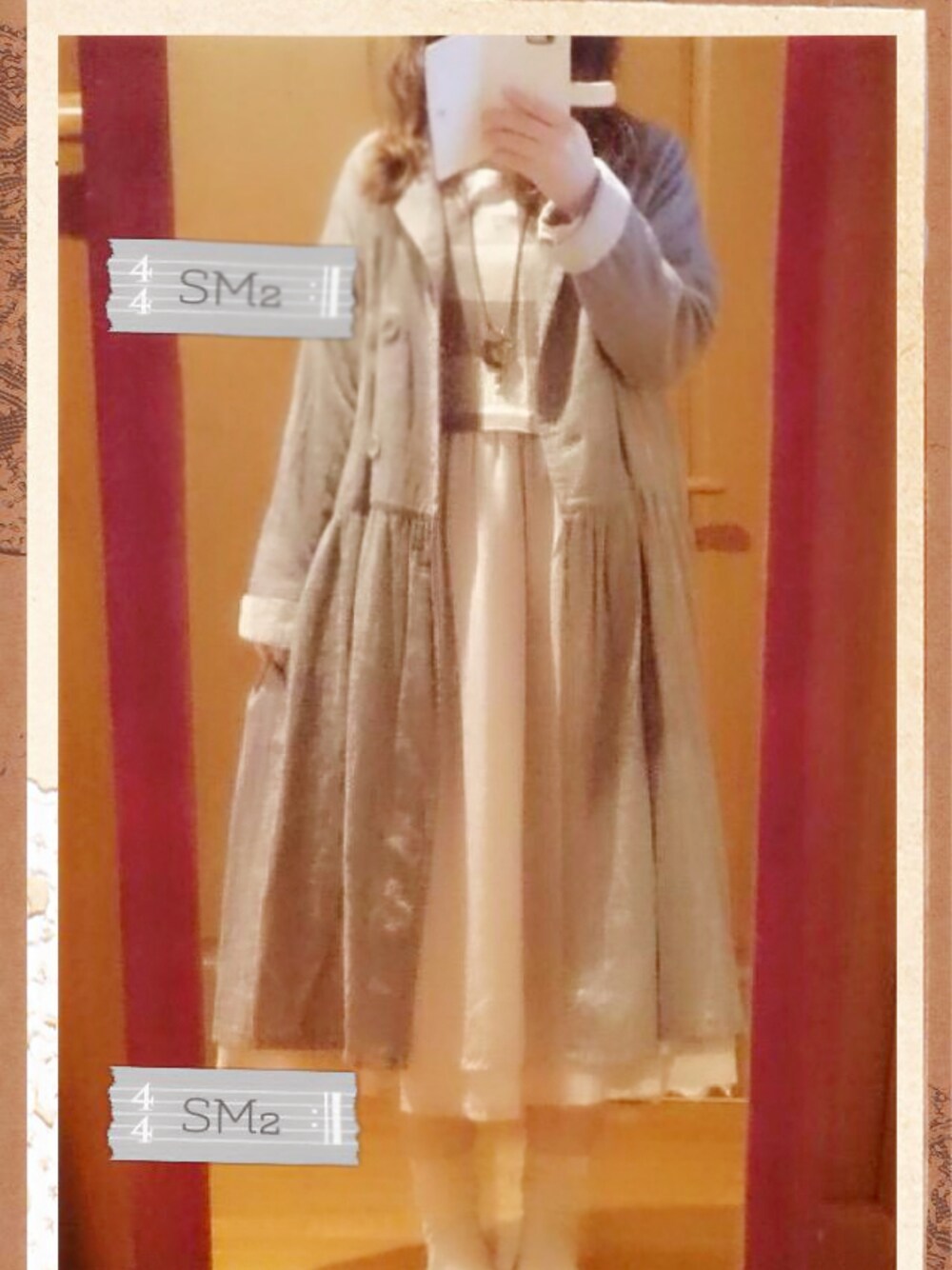 「SM2、ショールコート、ワンピース」｜「SM2のアイテム（その他アウター、ブラウン系）」を使った、ぽちこさん（レディース・150cm）の春コーディネートの1枚目の写真