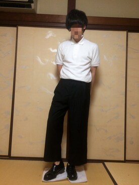 「FRED PERRY（フレッドペリー）のアイテム（ポロシャツ、ホワイト系）」を使った、うーさん（メンズ・169cm）の秋コーディネート