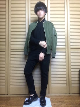 「フレッドペリー」｜「アイテム（スタジャン）」を使った、うーさん（メンズ・169cm）の秋コーディネート