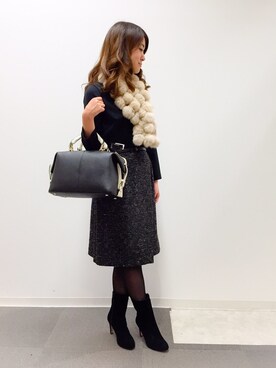 「アイテム（バッグ、ホワイト系）」を使った、22 OCTOBRE Staffさん（レディース・160cm）の秋コーディネート