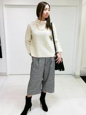 「ガウチョパンツ」｜22 OCTOBRE Staffさん（レディース・160cm）の秋コーディネート