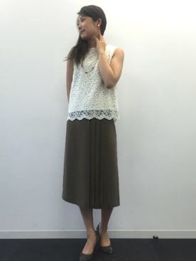 「スカウチョ」｜22 OCTOBRE Staffさん（レディース・160cm）の夏コーディネート