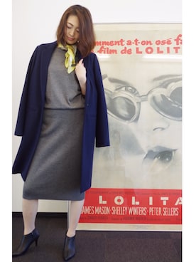 「ドルマンスリーブ」｜「アイテム（その他アウター）」を使った、22 OCTOBRE Staffさん（レディース・158cm）の秋コーディネート