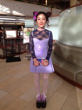 「American Apparel（アメリカンアパレル）のアイテム（ワンピース、パープル系）」を使った、arisaaさん（レディース・161cm）の秋コーディネート