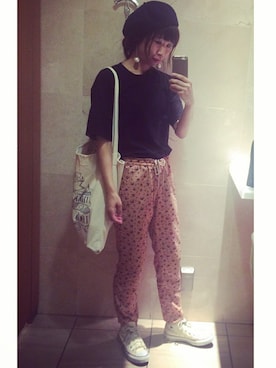 「パジャマ」｜「アイテム（ハンチング/ベレー帽）」を使った、naoさん（レディース・163cm）の秋コーディネート