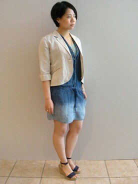 「Rinajour（リナジュール）のアイテム（テーラードジャケット）」を使った、ashizakiさん（レディース・154cm）の春コーディネート
