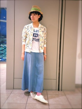 「マキシスカート」｜「アイテム（ブルゾン）」を使った、ashizakiさん（レディース・154cm）の春コーディネート