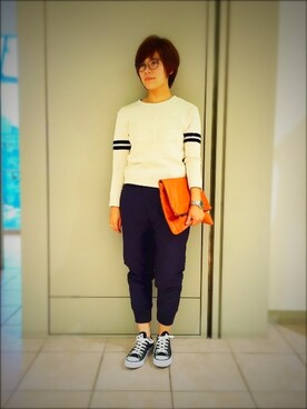 「アイテム（クラッチバッグ）」を使った、ashizakiさん（レディース・154cm）の夏コーディネート