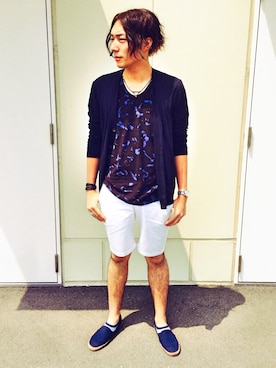 「JOHN LAWRENCE SULLIVAN accessory（ジョンローレンスサリバンアクセサリー）のアイテム（アクセサリー）」を使った、マークさん（メンズ・180cm）の夏コーディネート