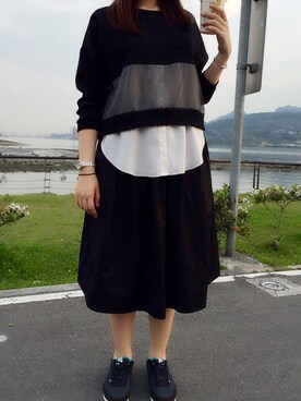 「a fadのアイテム」を使った、Tina Shihさん（レディース・160cm）の春コーディネート