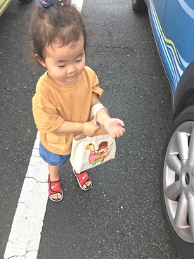 「天パちゃんのアイテム（その他、ブラウン系）」を使った、fujiさん（キッズ）の夏コーディネート