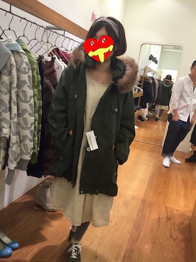 「mercibeaucoup,（メルシーボークー）のアイテム（モッズコート）」を使った、ajicöさん（レディース・160cm）の秋コーディネート