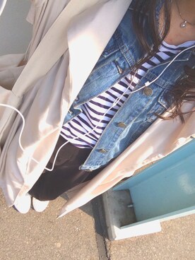 「stradivarius（ストラディバリウス）のアイテム（トレンチコート）」を使った、あみあみさん（レディース・158cm）の冬コーディネート