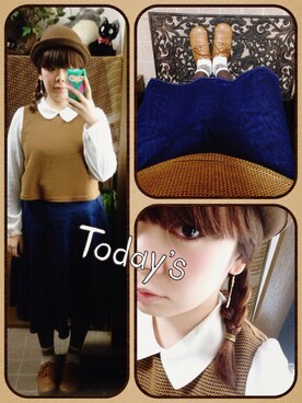 「ハットコーデ」｜Mihochiiiさん（レディース・155cm）の冬コーディネート