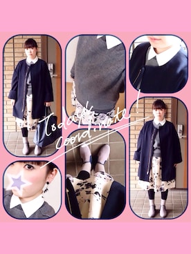 「dazzlin（ダズリン）のアイテム（ノーカラージャケット）」を使った、Mihochiiiさん（レディース・155cm）の冬コーディネート