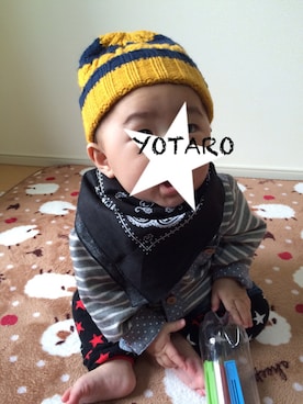 「アイテム（レッグウォーマー、ブラック系）」を使った、＊YOTARO＊さん（キッズ・70cm）の春コーディネート