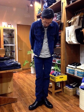 「アパレルスタッフ」｜「アイテム（デニムジャケット）」を使った、クボタ ユウイチさん（メンズ・174cm）の秋コーディネート