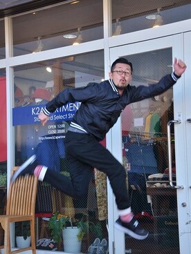 「春物」｜「アイテム（ナイロンジャケット）」を使った、クボタ ユウイチさん（メンズ・174cm）の冬コーディネート