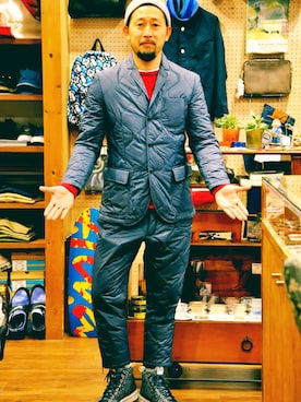 「melple（メイプル）のアイテム（ダウンジャケット/コート）」を使った、クボタ ユウイチさん（メンズ・174cm）の冬コーディネート