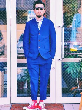 「melple（メイプル）のアイテム（ジャケット/アウター）」を使った、クボタ ユウイチさん（メンズ・175cm）の春コーディネート