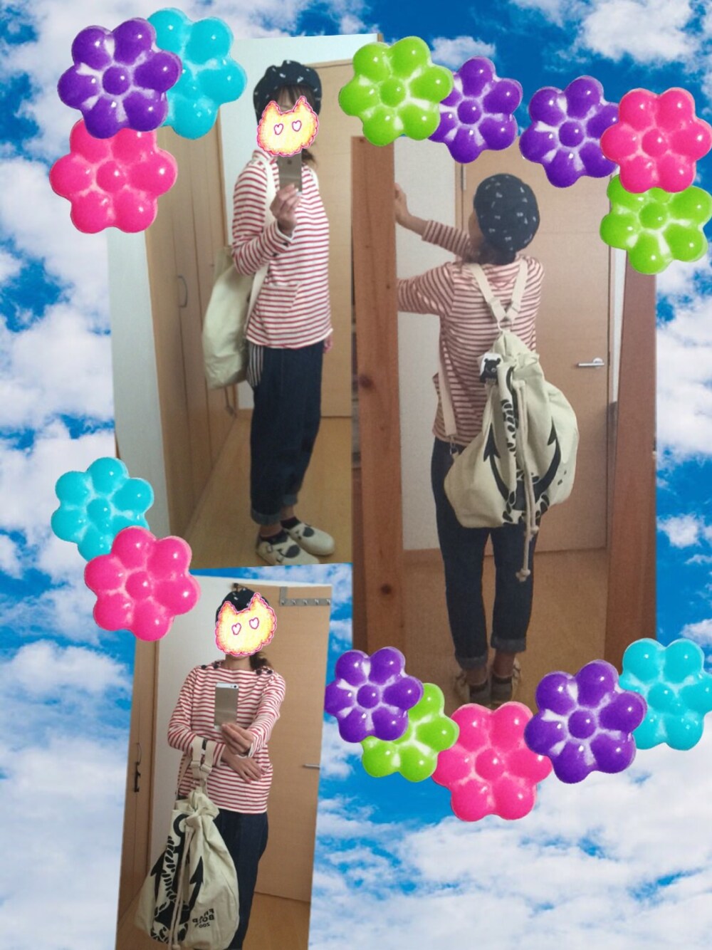 「POU DOU DOUのアイテム（デニムパンツ、ブルー系）」を使った、まおママさん（レディース・162cm）の秋コーディネートの1枚目の写真