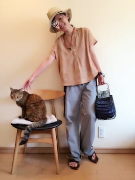 「JOURNAL STANDARD LUXE（ジャーナルスタンダード　ラックス）のアイテム（帽子）」を使った、quruminさん（レディース・162cm）の夏コーディネート