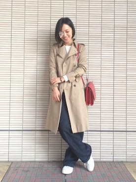 「ユナイテッドアローズ」｜「アイテム（トレンチコート）」を使った、quruminさん（レディース・162cm）の秋コーディネート