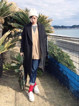 「Klaxon（クラクソン）のアイテム」を使った、quruminさん（レディース・162cm）の冬コーディネート