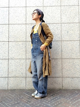 「シルバーシューズ」｜「アイテム（サロペット/オーバーオール）」を使った、quruminさん（レディース・162cm）の春コーディネート