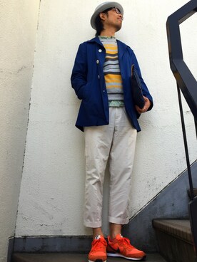 「無印良品（ムジルシリョウヒン）のアイテム（ステンカラーコート）」を使った、りょうさん（メンズ・180cm）の春コーディネート