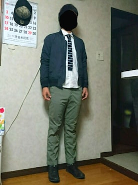「ネクタイ」｜「アイテム（MA-1）」を使った、ryuさん（メンズ・182cm）の春コーディネート
