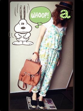 「UNIQLO Tシャツ」｜「アイテム（その他シューズ）」を使った、☺︎ A ☺︎さん（レディース・157cm）の夏コーディネート