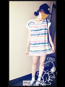 「ジャパンブルー」｜「アイテム（キャップ）」を使った、☺︎ A ☺︎さん（レディース・157cm）の夏コーディネート