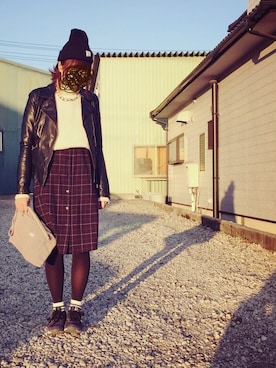 「アイテム（クラッチバッグ、グレー系）」を使った、☺︎ A ☺︎さん（レディース・156cm）の冬コーディネート