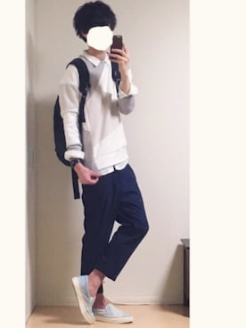 「STUDIOUS（ステュディオス）のアイテム（スウェット）」を使った、とっしーさん（メンズ・184cm）の春コーディネート