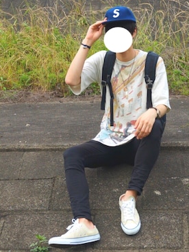 「ADAM ET ROPE'（アダムエロペ）のアイテム（アクセサリー）」を使った、とっしーさん（メンズ・184cm）の夏コーディネート
