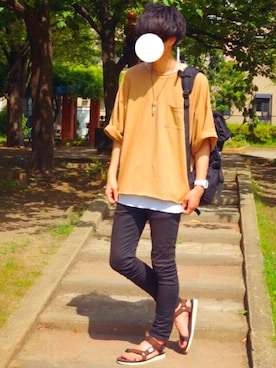 「suicoke（スイコック）のアイテム」を使った、とっしーさん（メンズ・184cm）の夏コーディネート