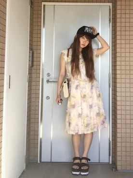 「UNIF（ユニフ）のアイテム（キャップ）」を使った、うららさん（レディース・156cm）の夏コーディネート
