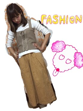 「Crisp（クリスプ）のアイテム（パンツ、ブラウン系）」を使った、ayaさん（レディース・157cm）の秋コーディネート