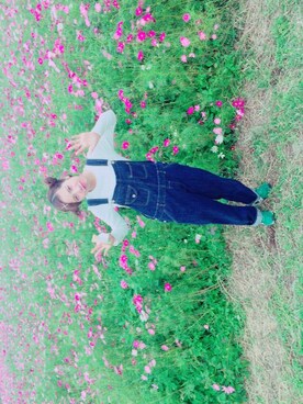 「SM2（エスエムツー）のアイテム（サロペット/オーバーオール、ブラック系）」を使った、ayaさん（レディース・157cm）の秋コーディネート